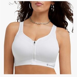 Champion White Zip Front Sports Bra